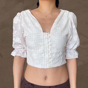 koch piper top in pink daze puff sleeve cloud blouse size small